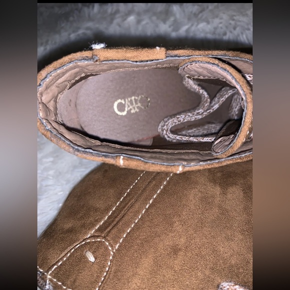 CATO Women’s Bootie Faux Suede Camel Color Ankle Boot Lace-Up Wedge Sz 6 NWOB - Picture 6 of 10